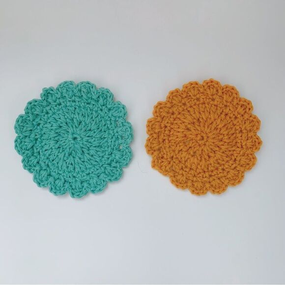 💚💛Handmade Cotton Crochet Coasters set of two - Picture 2 of 5